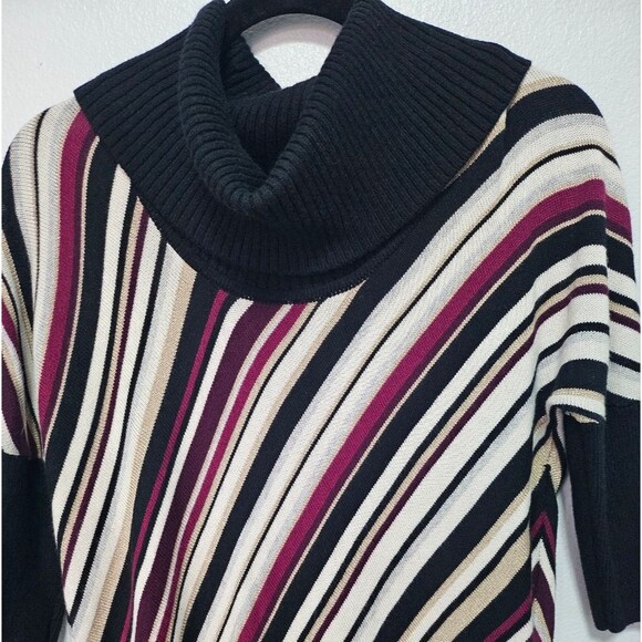 White House Black Market Cowl Neck Metallic Gold Burgundy Wool Blend Sweater XS - Picture 4 of 11
